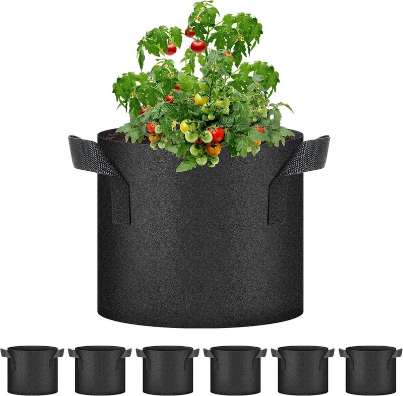 HealSmart 6-Pack 3 Gallon Nonwoven Grow Bags, Aeration Fabric Pots with Handles, Suitable for Garden Fruits, Vegetables and Flowers, Black - Image 1